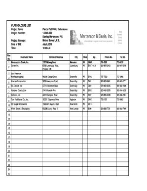 Fillable Online PLANHOLDERS LIST Fax Email Print - pdfFiller
