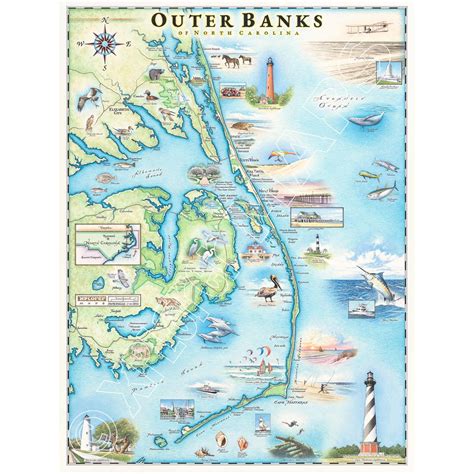 Outer Banks Hand-drawn Map Print | Authentic 18x24 - Soy-based Inks ...