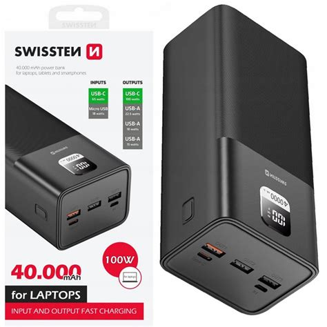 Powerbank Swissten 40000 mAh czarny - Sklep, Opinie, Cena w Allegro