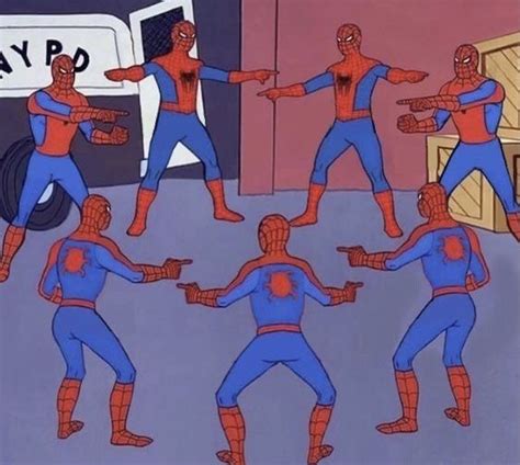 Spiderman Pointing at Each Other