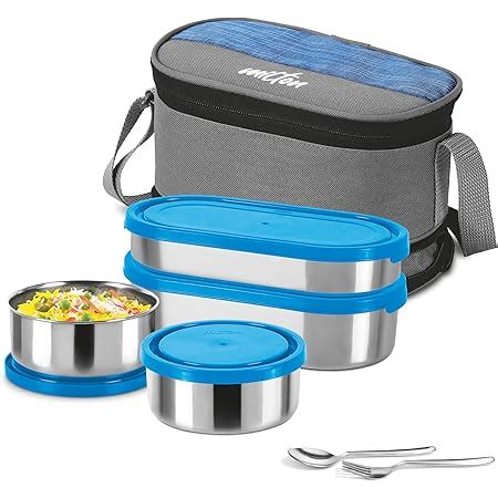 Buy MILTON Triple Decker Stainless Steel Lunch Box (2 Oval Container ...