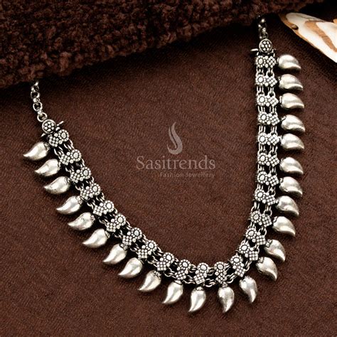 Oxidised German Silver Mango Motif Necklace - Sasitrends