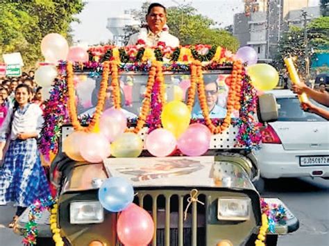 The procession was held on the retirement of Poona's school peon ...