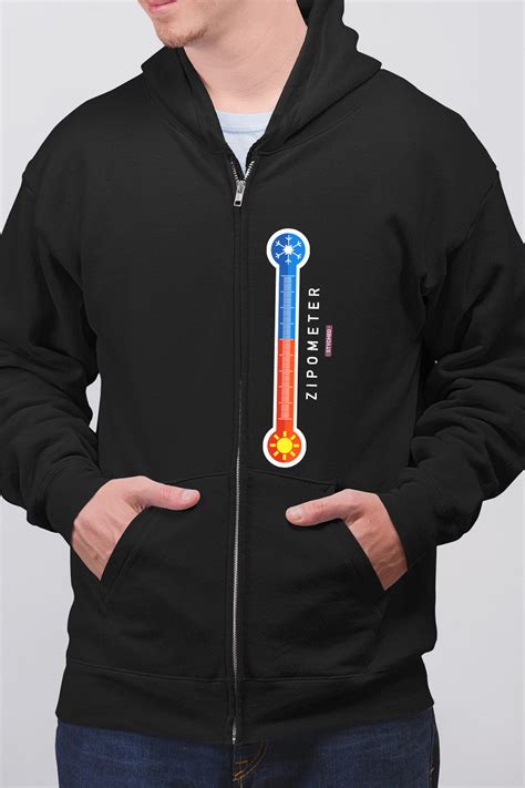 Zipometer Hot to Cold Zip movement - Full Zip Premium Hoodies Black No ...