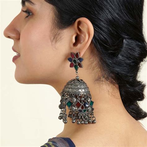 Multicoloured Dome Shaped Jhumka Earrings – Bloom - By Sushmita