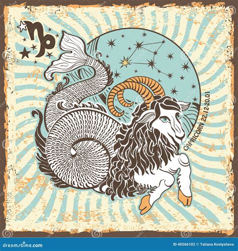 Capricorn Zodiac Icon. Astrology Horoscope With Sign. Calendar Template ...