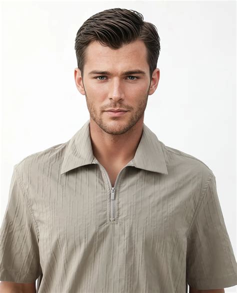 Rare Rabbit Men's Jern Dusky Grey Poly Blend Striped Print Relaxed Fit