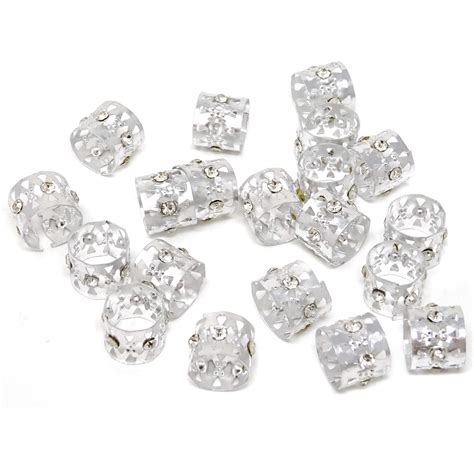 Honbay 20PCS Silver Rhinestone Hair Rings Dreadlocks Beads Braid Hair ...