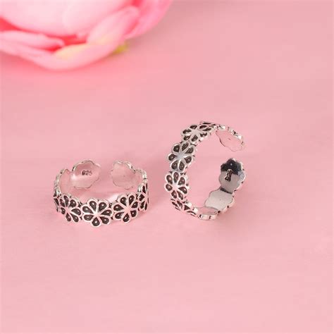 925 Sterling Silver Flower Design Toe Ring for Women – Eri Silvers