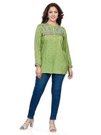 Buy sanaa - Women's Printed Cotton Short Kurta | Full Sleeve, Mandiren ...