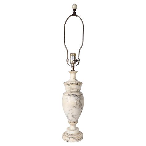 19th-Century Italian Carved Alabaster Lamp on Marble Base Signed R ...