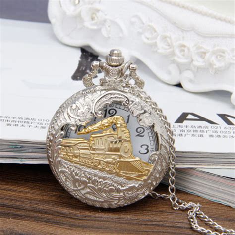 Buy Vintage Mens Quartz Alloy Pocket Watches Steam Train Locomotive ...