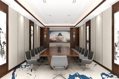 280平新中式办公室装修案例_效果图-传统与现代的新中式办公室-意辰装饰