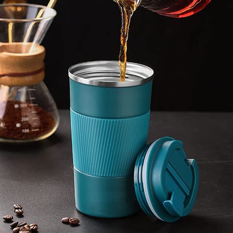 510ml Vacuum Insulated Coffee Tea Travel Mug Sipper Lid Double Walled ...