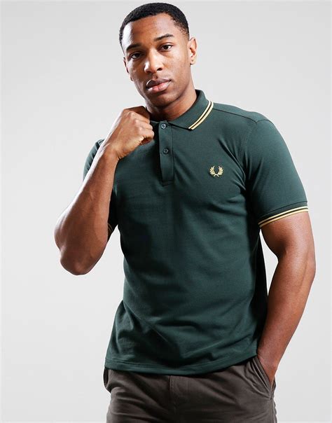 Fred Perry Twin Tipped Polo Shirt Court Green/Honeycomb - Terraces Menswear