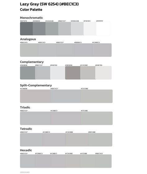 Sherwin Williams Lazy Gray (SW 6254) Paint coordinating colors and ...