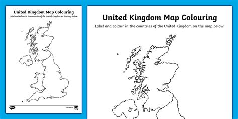 Countries in Britain Map Activity Worksheet