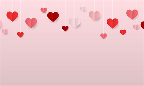 Valentines day background with hanging paper hearts. 14409204 Vector ...