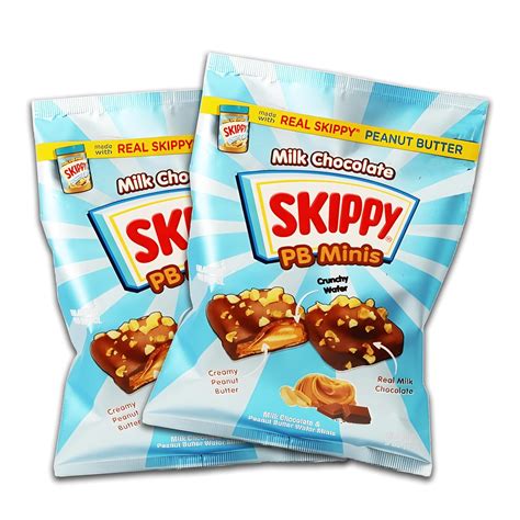 Amazon.com: Skippy PB Minis Candy, Crunchy Milk Chocolate Wafer Squares ...
