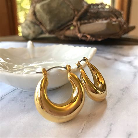 Super Chunky Gold Hoop Earrings L Thick Gold Hoops L Wide Hoop Earrings ...