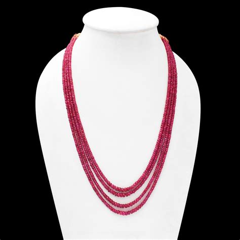 Luxurious Natural Ruby Sarafa 4 Layered Necklace Every Women Choice ...