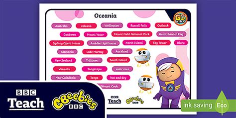 KS1 Oceania Word Mat | CBeebies Go Jetters | Year 1-2