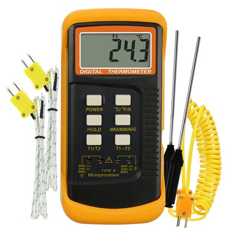 Digital 2 Channels K-Type Thermometer 4 Thermocouples Kelvin Scale Dual ...
