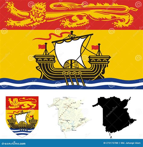 New Brunswick Canadian Province Flag and Map Stock Illustration ...