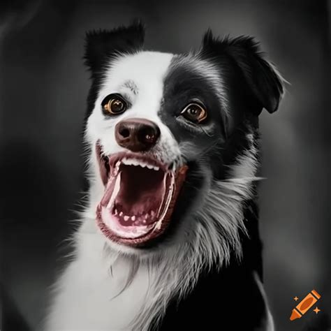 Poster of a white border collie Australian cattle dog mix with a smile ...