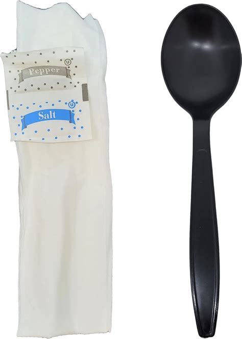 Amazon.com: BASIDI [500 Kits] Disposable Black Plastic Soup Spoon with ...