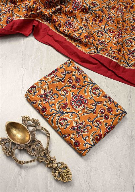 Mega Flare Kalidaar Mustard Cotton Skirt with Hand Block Print and Con ...