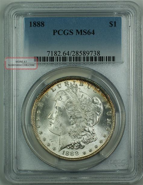 1888 Morgan Silver Dollar $1 Pcgs Ms - 64 Rim Toned Gkg