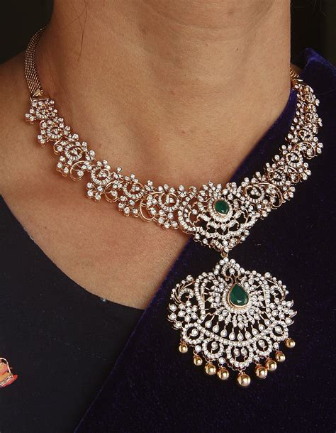 235-DN636 - 18K Rose Gold Polish '3 In 1' Diamond Necklace With Color ...