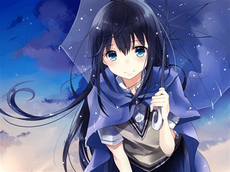 Dark Blue Haired Anime Girl