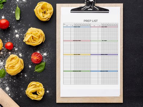 Prep & Par List Template Food Prep List Prep List Template - Etsy