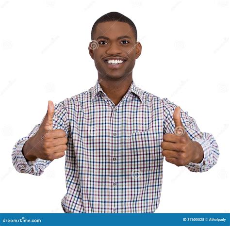 Man Smiling Giving Two Thumbs Up Sign Stock Photo - Image of black ...