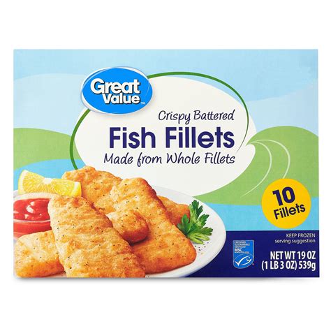 Great Value Crispy Battered Fish Fillets, 19 oz, 10 Count (Frozen ...