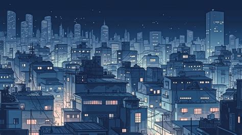 Anime City Background Night