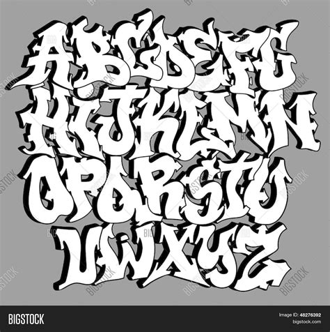 Graffiti Font Alphabet Letters. Vector & Photo | Bigstock
