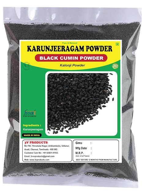 3V PRODUCTS Karunjeeragam Powder 50g | Kalonji | Black Cumin | Nigella ...