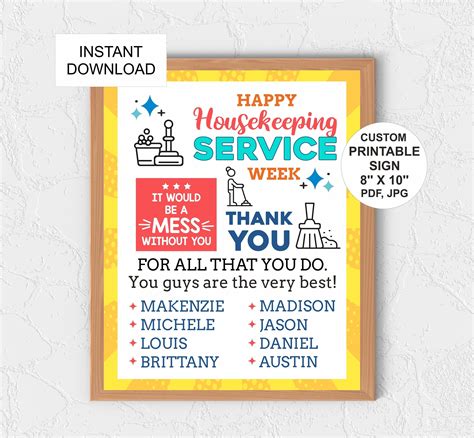 Personalised Housekeeping Week Sign Printable / Happy Housekeeping ...