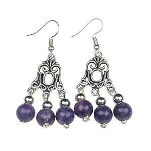 Buy Zhupuk International Handicraft Natural Gemstone Amethyst Earrings ...