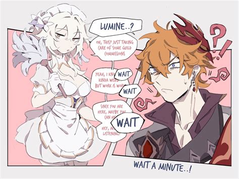 lumine and tartaglia (genshin impact) drawn by hilimuc | Danbooru