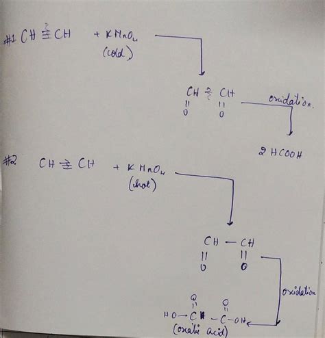 What is the product formed when Acetylene reacts with KMnO4? - Brainly.in