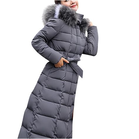 Winter Saving Womens Plus Size Puffer Jacket Long Collar Padded Coat ...
