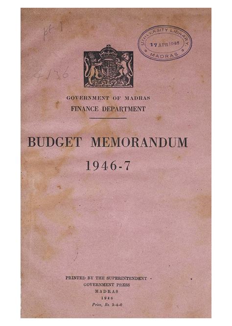 Budget Memorandum 1946-1947 - ஆவணம்