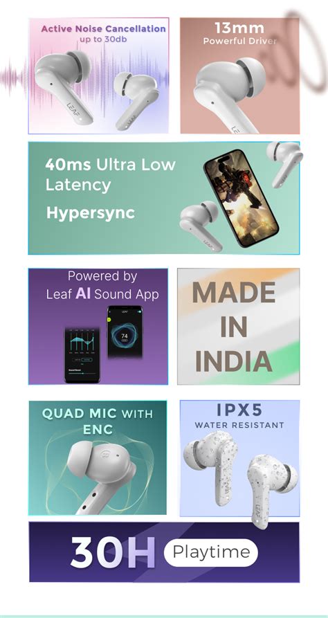 Leaf Buds X614 Wireless Earbuds with ANC (Pure White)
