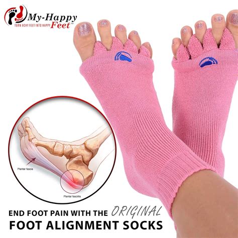 Pink Toe Spacer Socks | Socks for Foot Pain Relief | My-Happy Feet ...