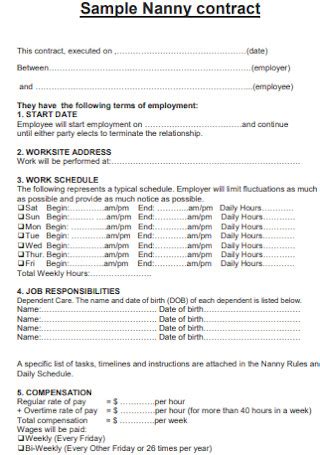 15+ FREE Nanny Contract Samples to Download