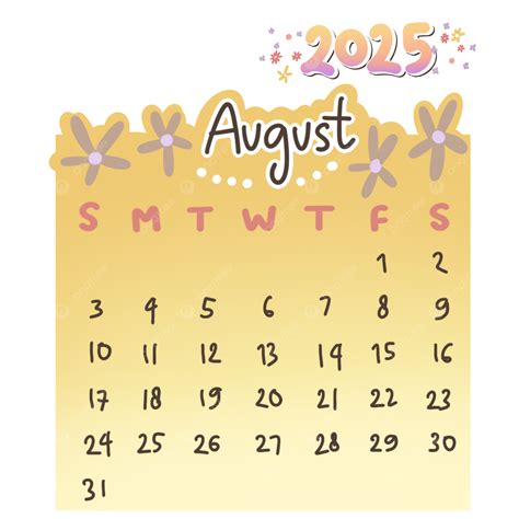 August 2025 Cute Calendar - Printable Calendar 2026
